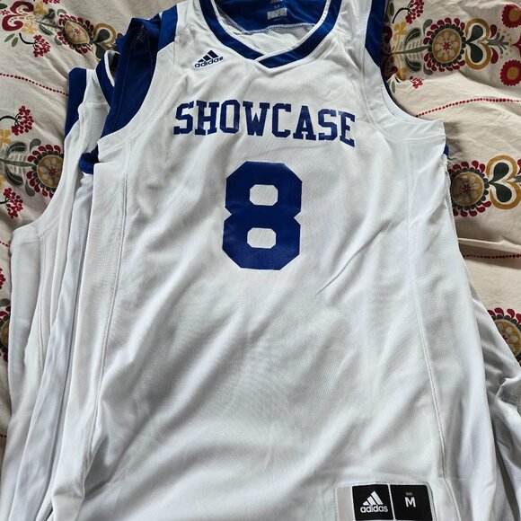 EUC Lot of 12 Adidas WHITE mens basketball jerseys with numbers (2 S, 8 M, 2 L) - Picture 1 of 6